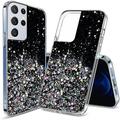 Compatible with Samsung S21 Ultra Case Glitter Clear Sparkly Cases Shockproof Samsung Galaxy S21 Ultra Phone Case for Women Silicone Cute Slim Bling Protective Case (Samsung S21 Ultra Black)