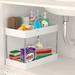 Under Sink Organizer 2 Tier Under Sink Storage Organizer Bathroom Standing Rack Bath Collection Slide-out Baskets with Hooks Multi-purpose Storage Shelf for Bathroom Kitchen White