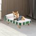 TOOYFUL Elevated Cat Bed Kennel Pad Washable Nests Non Slip with Removable Mattress Cat Sleeping Bed for Chairs Couches Sofas Outdoor green and white