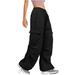 Hfyihgf Parachute Pants for Women Baggy Cargo Pants Multi-Pocket Elastic Low Rise Y2K Pants Teen Girls Wide Leg Jogger Trousers Streetwear Black XXL