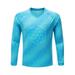 YEAHDOR Boys Youth Goalie T-Shirt Long Sleeve Padded Goalkeeper Jersey Uniform Football Soccer Training Tops Sky Blue 11-12