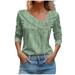 Ydkzymd Plus Size Womens Three Quarter Sleeve Tops Green Plain Long Sleeve Compression Shirts for Women Thermal Petite Button up Floral Shirts Tunic Trendy Henley Tops S