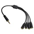 Qisuw 3.5mm (1/8 ) TRS 3-P0le/2-Rings Male to 4x Female 3.5mm TRS 3-P0le/2-Rings Stereo Splitter Audio Cable Gold-Plated