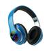 Christmas Savings! SHENGXINY Over Ear Headphones Wireless Bluetooth Headphones Over Ear With LED Foldable Wireless And Wired Stereo Headset FM For Cell Phone PC Soft Earmuffs&Light Weight Blue