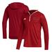Men's adidas Red Miami University RedHawks Team Issue Long Sleeve Quarter-Zip Hoodie T-Shirt