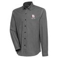 Men's Antigua Black Kyle Busch Compression Tri-Blend Button-Down Shirt