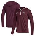 Men's adidas Maroon Mississippi State Bulldogs Team Issue Long Sleeve Quarter-Zip Hoodie T-Shirt