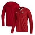 Men's adidas Red NC State Wolfpack Team Issue Long Sleeve Quarter-Zip Hoodie T-Shirt