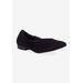 Wide Width Women's Ramsey Flat by Ros Hommerson in Black Kid Suede (Size 8 1/2 W)