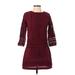 Abercrombie & Fitch Casual Dress - Mini Crew Neck 3/4 sleeves: Burgundy Solid Dresses - Women's Size Small