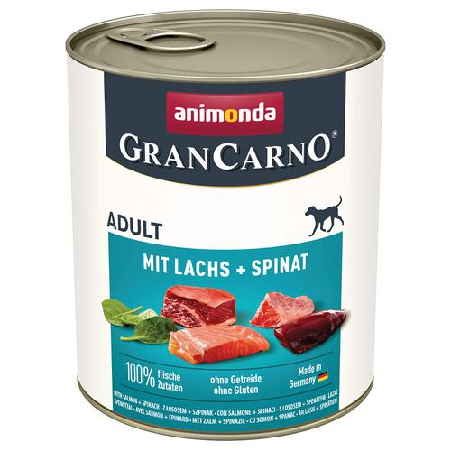 6x 800g animonda GranCarno Original Adult Lachs & Spinat Hundefutter nass