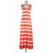 Calvin Klein Casual Dress - Maxi: Orange Stripes Dresses - Women's Size 6