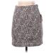 Free People Casual Bodycon Skirt Knee Length: Gray Leopard Print Bottoms - Women's Size 2