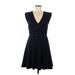 Rebecca Taylor Casual Dress - Mini V-Neck Sleeveless: Blue Solid Dresses - Women's Size 8