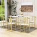 Latitude Run® 7 - Piece Dining Set, Kitchen Dining Table Set w/ Metal Frame & Dining Chairs Wood/Metal in White/Yellow | Wayfair
