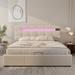 Ivy Bronx Kabisha Tufted Platform Bed w/ LED Light, Bluetooth Audio, & Lift-up Storage Upholstered/ in Brown | 45.5 H x 61.5 W x 81.2 D in | Wayfair