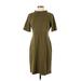 Ann Taylor Casual Dress - Sheath: Green Solid Dresses - Women's Size 4