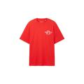 TOM TAILOR DENIM Herren T-Shirt mit Print, rot, Motivprint, Gr. M