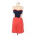 Sparkle & Fade Cocktail Dress - A-Line Sweetheart Sleeveless: Orange Print Dresses - New - Women's Size Medium