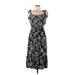 Slate & Willow Casual Dress - Midi Scoop Neck Sleeveless: Black Floral Dresses - Women's Size Medium