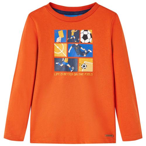 vidaXL Kinder-Langarmshirt mit Fußballspiel-Aufdruck Orange 116