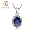 Gem's Ballet Natural Natural Blue Sapphire Real 585 14K 10K 18K Gold 925 Silver Pendant Necklace For