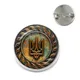 Tryzub Ukraine Badge Brooches Mysterious Retro Rune Glass Dome Cabochon Silver Bronze Plated Collar