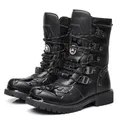 Stivali da moto da uomo invernali 2022 New Fashion Mid-Calf Punk Rock Punk Shoes Mens PU Leather