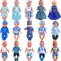 25 blau Serie Puppe Kleidung Kleid Baby Zubehör Casual Outfit Fit 43 cm Reborn Baby 18 zoll