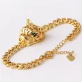 High Quality Gold Color Copper Leopard Bracelets For Women Men Luxury AAA Cubic Zirconia Jewelry