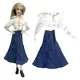 NK Official 1 Set Doll fashion dress: white Lace up shirt+Blue denim long skirt For Barbie Doll Girl