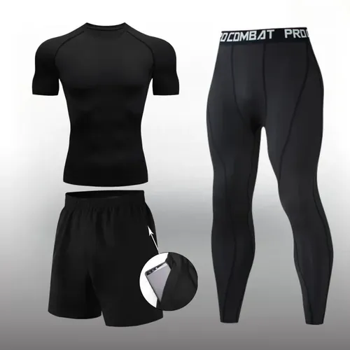 Männer Kompression Workout Set 3 Stück Trainings kleidung Outfit Fitness bekleidung Fitness studio