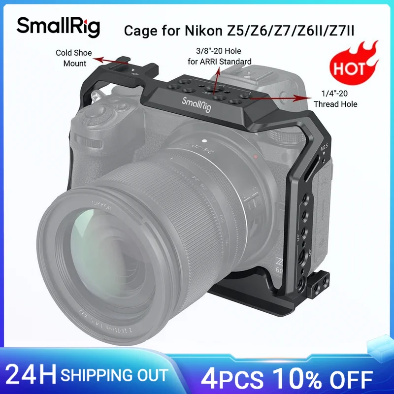 Small rig voller kamera käfig für nikon z5/z6/z7/z6ii/z7ii kamera mit kalt schuh nato schiene kleiner rig käfig mit schrauben dreher 2926b