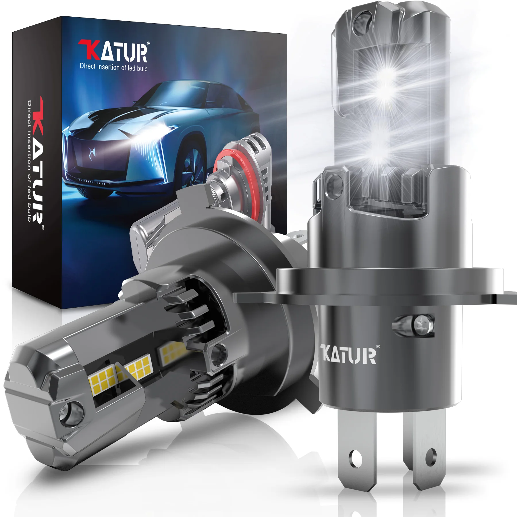 2x High Power H4 LED-Scheinwerfer 1:1 Mini-Scheinwerfer 20000LM 6500K Autolampen Superhelle Plug-and-Play-Auto-Scheinwerferlampen Image