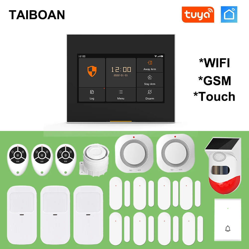 TAIBOAN Drahtlose WiFi GSM H501 Alarm System Kits Tuya Smart App Steuerung Touch Screen Panel Arbeit Mit 433 MHz Zubehör Image