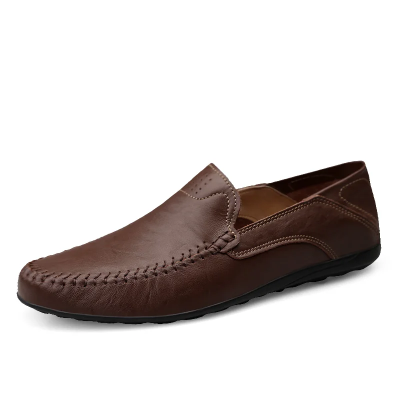 Echtes Leder Männer Casual Schuhe Luxus Marke Designer Männer Loafer Mokassins Atmungsaktive Slip auf Männlichen Boot Schuhe Plus Größe 37-47