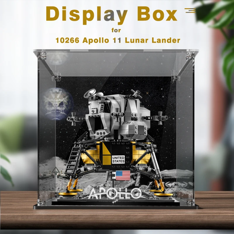 Acryl-Displaybox für Lego 10266 Apollo 11, Mondlander, staubdicht, transparent, Vitrine (Lego-Set nicht im Lieferumfang enthalten)