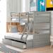 Twin over Full Bunk Bed w/ Drawers Storage Bed Frame for Dorm, Bedroom w/ Solid Wood Slats Support Convertible into 2 Beds