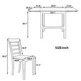 5-Piece Square Drop Leaf Breakfast Nook Dining Set, Extendable Table, 4 Ladder Back Chairs