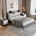 3-Pieces Bedroom Sets,Queen Size Wood Platform Bed and Two Nightstands,Storage Platform bed with USB and LED Lights