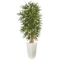 Silk Plant Nearly Natural 5.5 Bamboo Artificial Tree in White Tower Planter