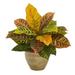 Silk Plant Nearly Natural 15 Garden Croton Artificial Plant in Ceramic Planter (Real Touch)