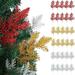 BadPiggies 30PCS Artificial Christmas Glitter Fern Leaf Xmas Tree Branch Filler Fake Pine Leaves Floral Picks for Holiday Wreath Home Decorations (Gold)