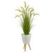 Silk Plant Nearly Natural 5 Wheat Grain Artificial Plant in White Planter with Legs