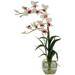 Silk Plant Nearly Natural Dendrobium w/Glass Vase Silk Flower Arrangement