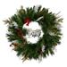 Silk Plant Nearly Natural 24 Holiday Winter Owl Family Pinecone Berry Christmas Artificial Wreath