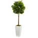 Silk Plant Nearly Natural 4 Fiddle Leaf Artificial Tree in White Tower Planter