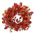 Silk Plant Nearly Natural 22 Japanese Maple Magnolia Leaf and Berries Artificial Wreath