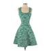 Milly Casual Dress - A-Line: Green Zebra Print Dresses - Women's Size X-Small