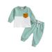 Pimfylm 2Pcs Baby Boys Hoodie Tops Pants Set Toddler Baby Boy Outfits Hoodie Sweatshirts Boys Clothing Sets Green 100